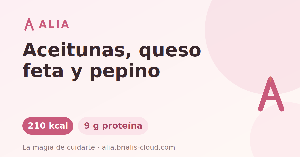 Aceitunas, queso feta y pepino