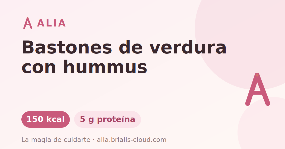 Bastones de verdura con hummus