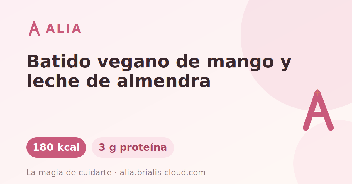 Batido vegano de mango y leche de almendra