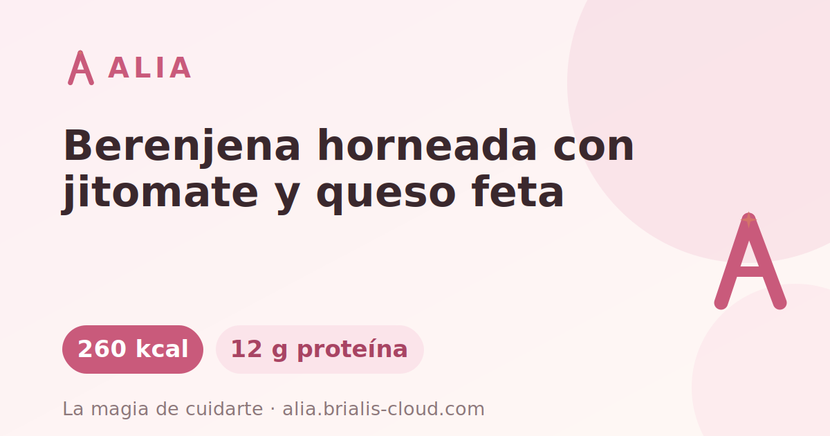Berenjena horneada con jitomate y queso feta