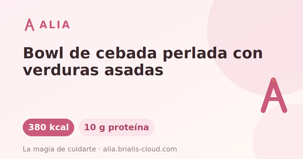 Bowl de cebada perlada con verduras asadas
