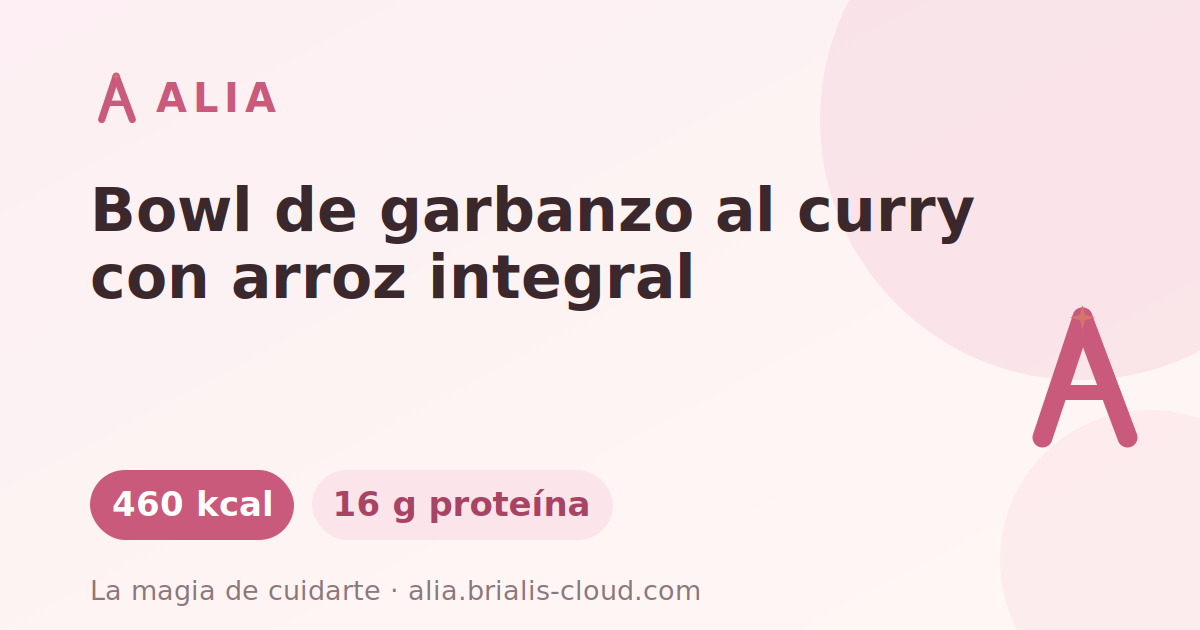 Bowl de garbanzo al curry con arroz integral