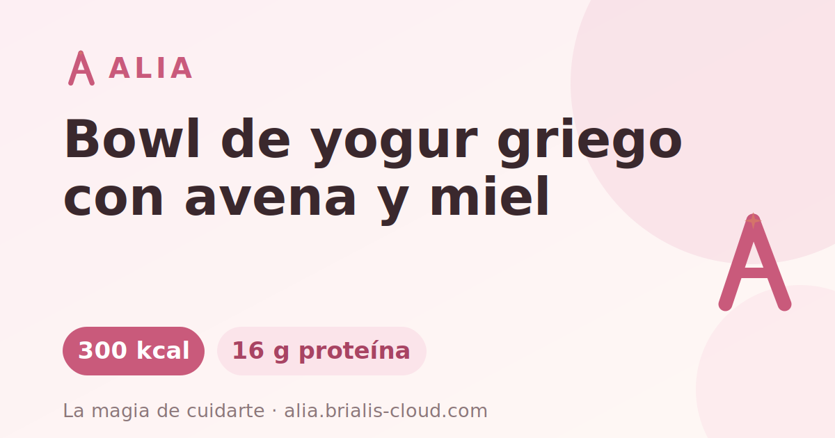 Bowl de yogur griego con avena y miel