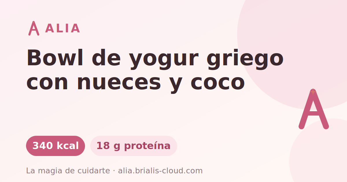 Bowl de yogur griego con nueces y coco