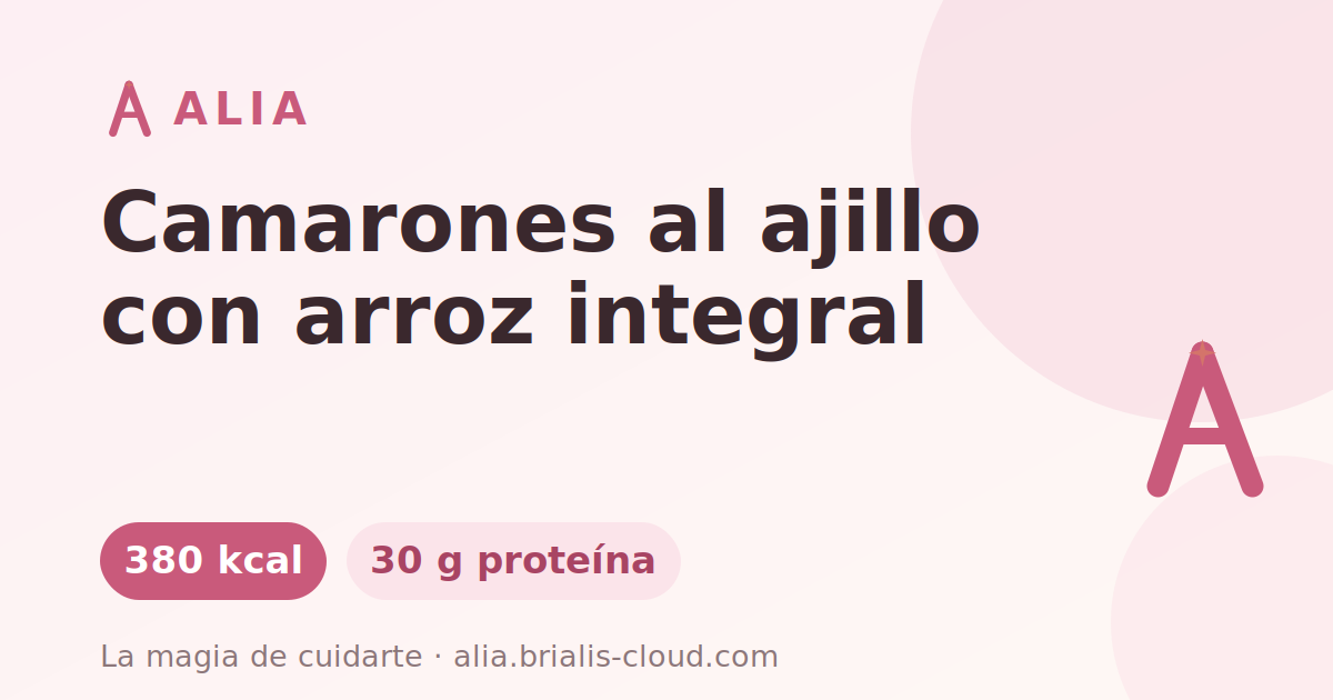 Camarones al ajillo con arroz integral
