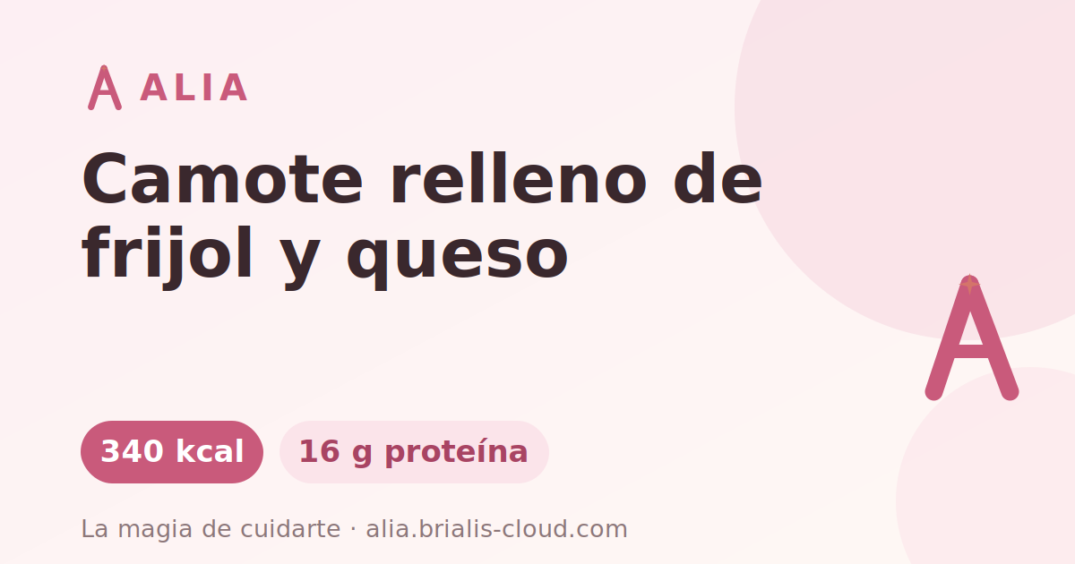 Camote relleno de frijol y queso