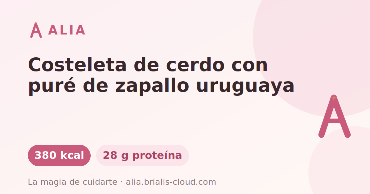 Costeleta de cerdo con puré de zapallo uruguaya
