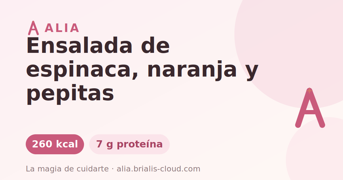 Ensalada de espinaca, naranja y pepitas