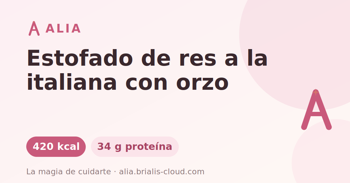 Estofado de res a la italiana con orzo