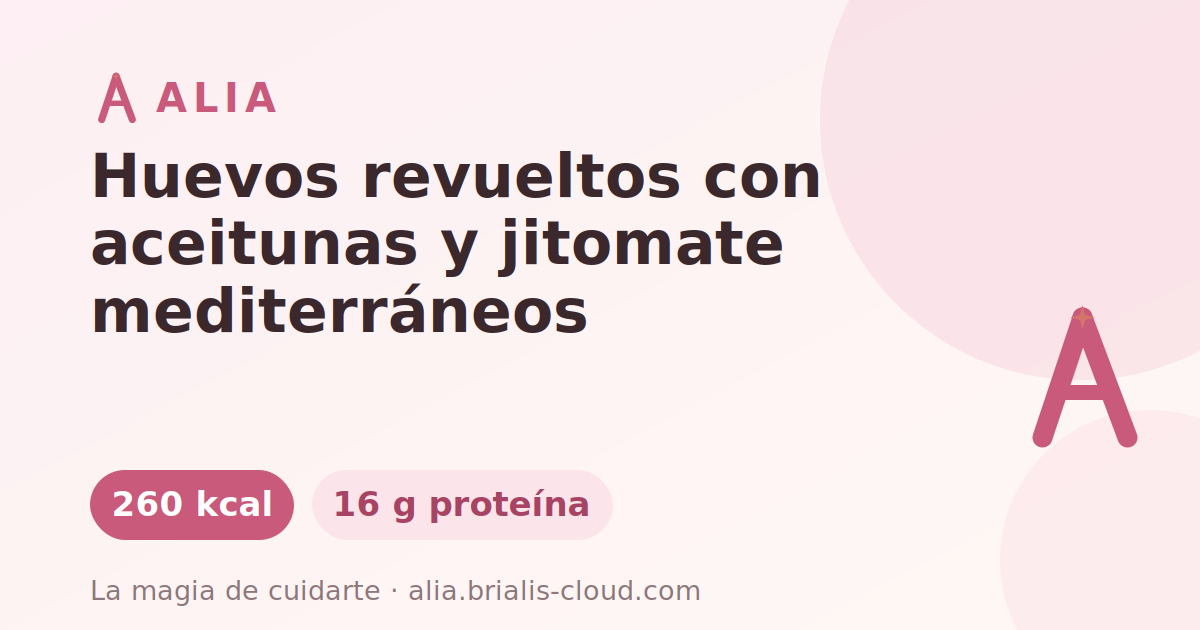 Huevos revueltos con aceitunas y jitomate mediterráneos