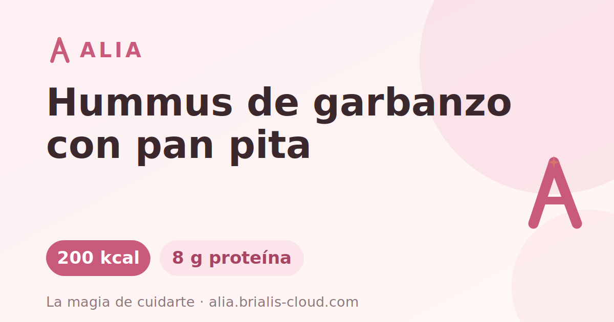 Hummus de garbanzo con pan pita