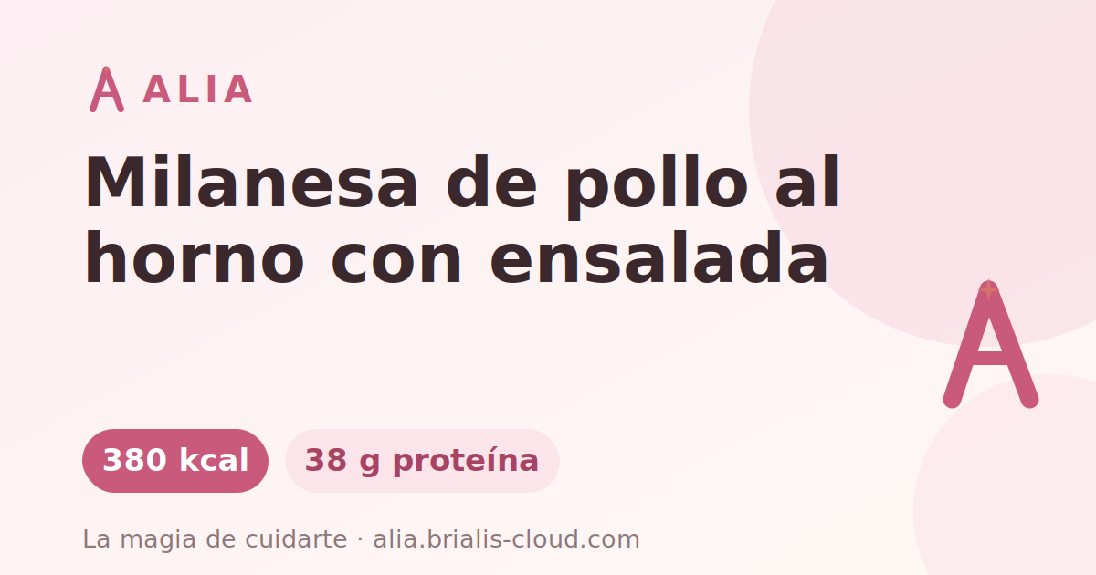 Milanesa de pollo al horno con ensalada