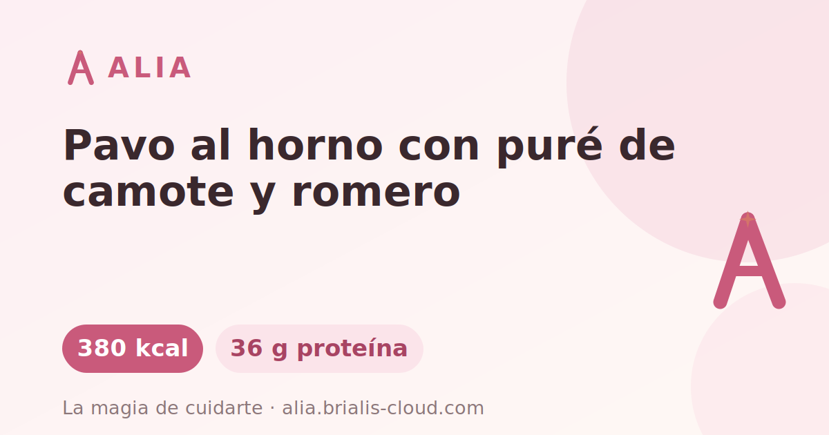 Pavo al horno con puré de camote y romero