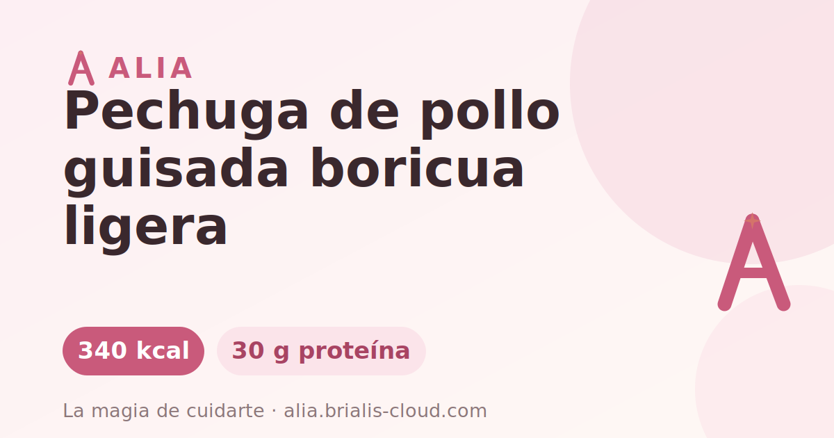 Pechuga de pollo guisada boricua ligera