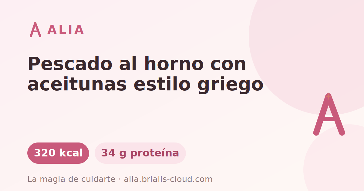 Pescado al horno con aceitunas estilo griego