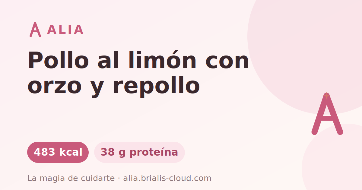 Pollo al limón con orzo y repollo