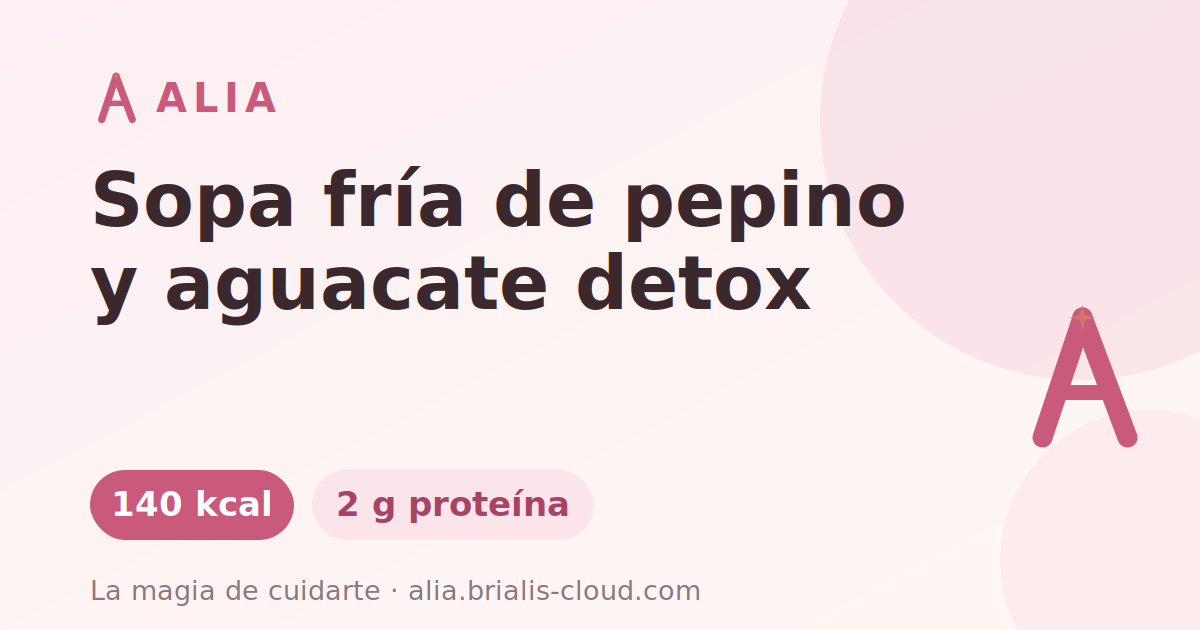 Sopa fría de pepino y aguacate detox