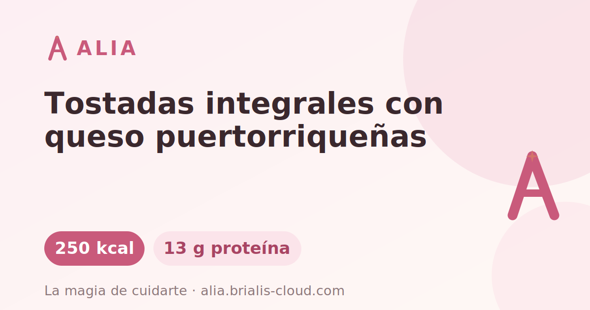 Tostadas integrales con queso puertorriqueñas
