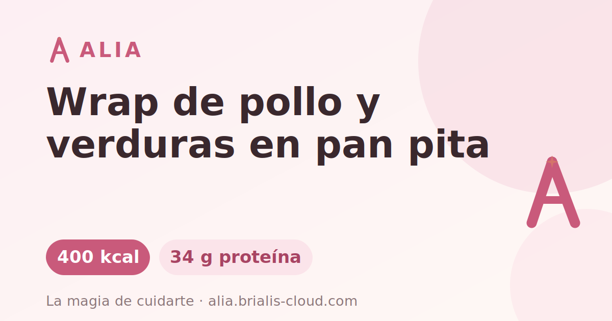 Wrap de pollo y verduras en pan pita