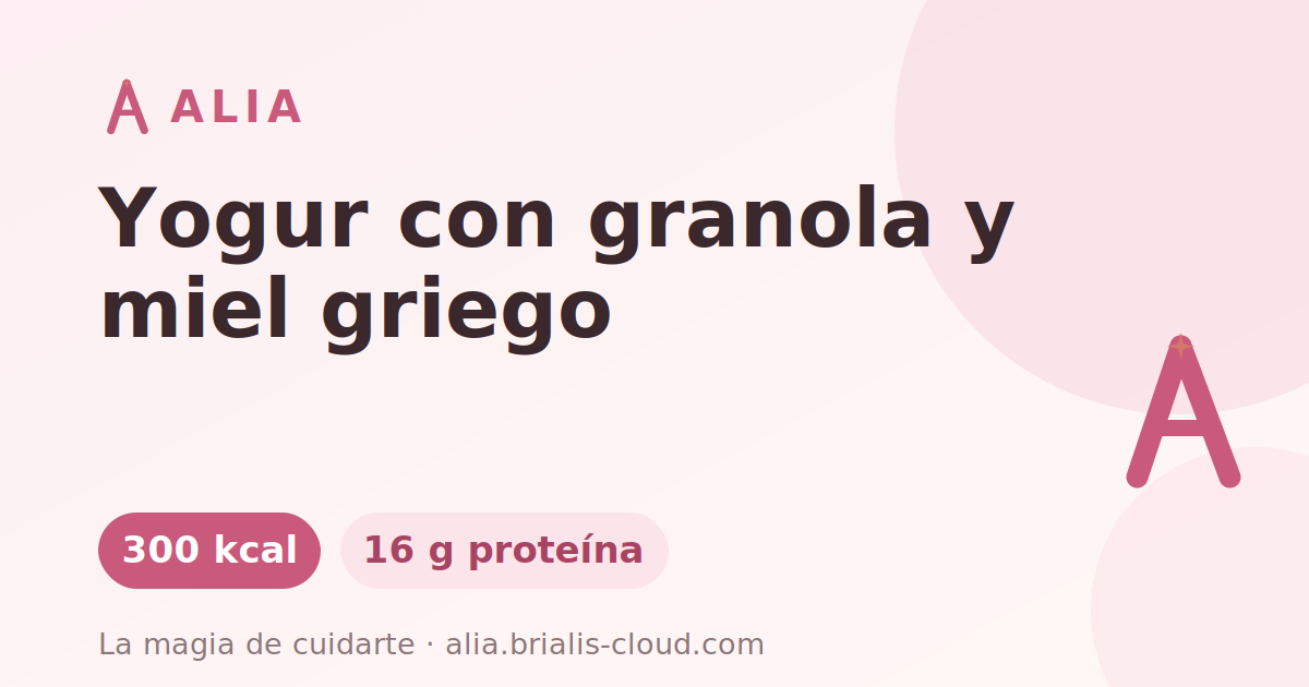 Yogur con granola y miel griego
