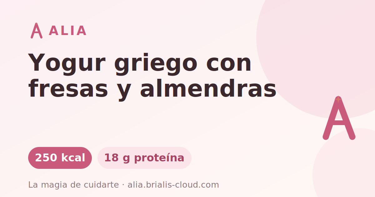 Yogur griego con fresas y almendras
